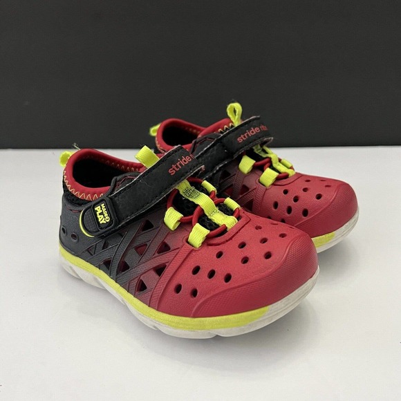 Stride Rite Made 2 Play Phibian Sneakers Red Black Hook Loop Water Rubber Shoe 5 - Picture 5 of 11